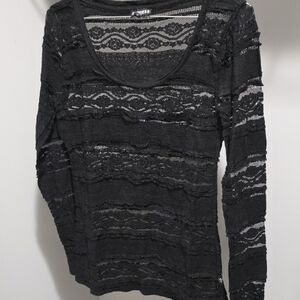 Express Black Lace Long Sleeve Top